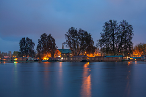 evening view of dal lake, on a family trip to kashmir